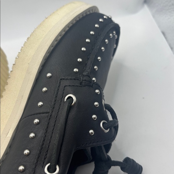 Sperry x Rebecca Minkoff Black Stud Boat Shoes tumbled leather upper SZ 8 casual - Picture 7 of 8